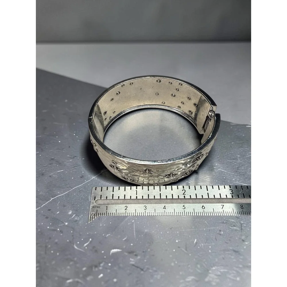 Paparazzi Across the Constellations Hinged Cuff Bracelet Silver Tone Rhinestones